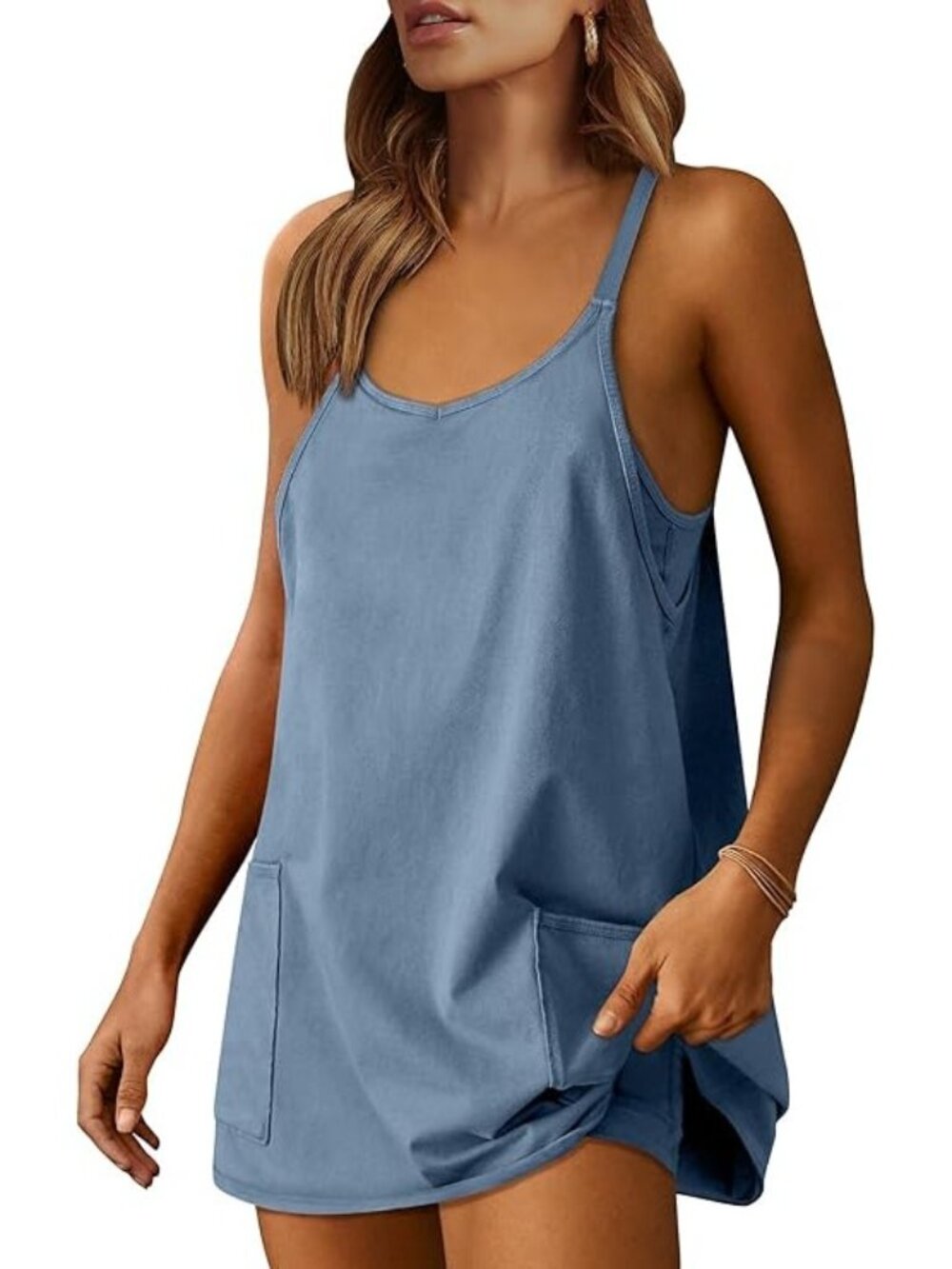 BlueAthletic Summer Tennis Workout Active Mini Romper Dress Built in Shorts XL